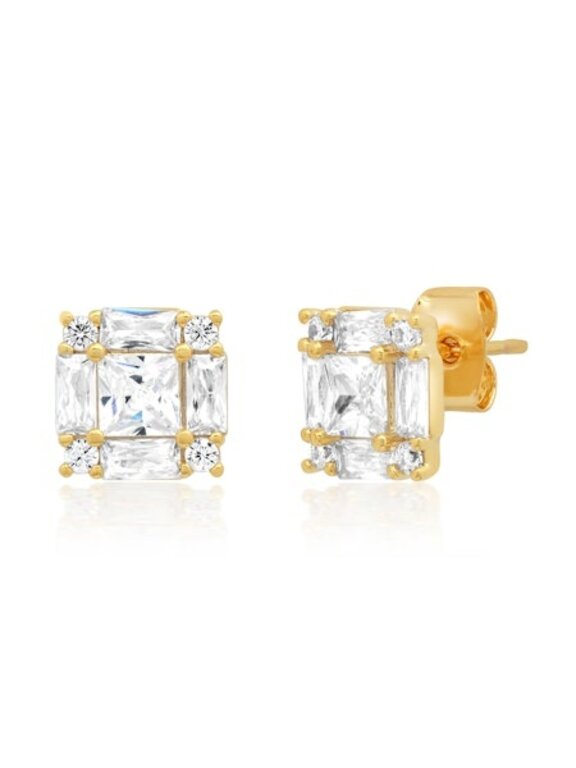 TAI Tai Princess Cut CZ Studs Gold