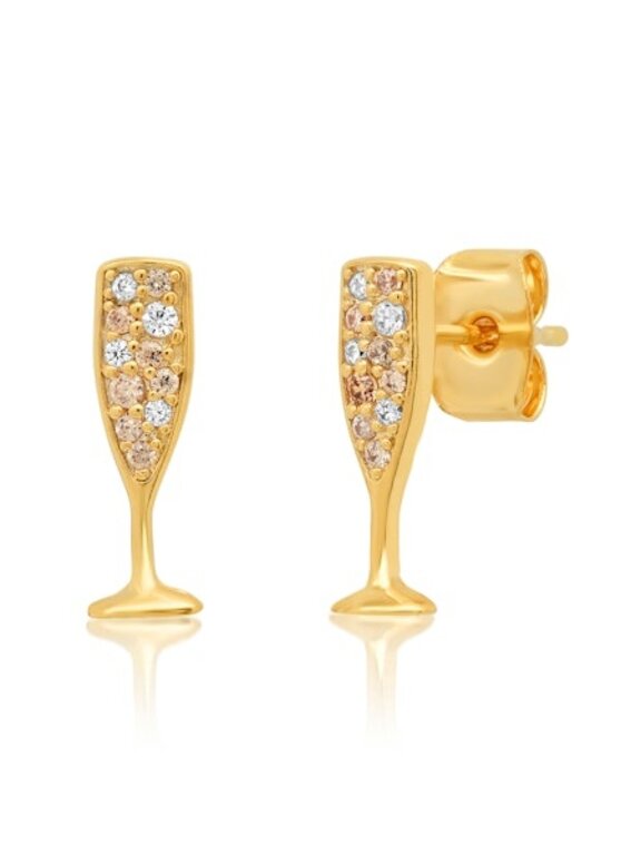 TAI Tai Pave Champagne Glass Studs Gold