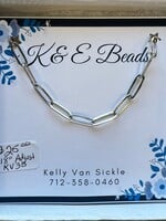 K & E Beads Paperclip Necklace - Silver, adjustable