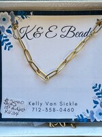 K & E Beads Paperclip Necklace - Gold, Adjustable