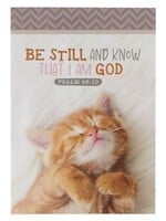 Christian Art Gifts Be Still & Know Notepad, White Kitten