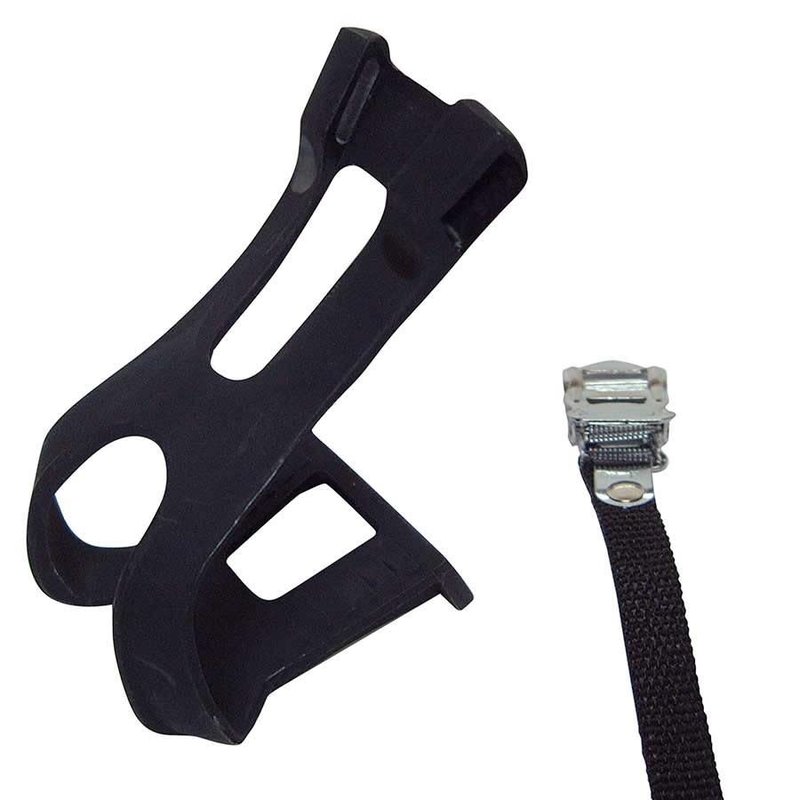 EVO Double toe-clips, Nylon straps, Black, Large