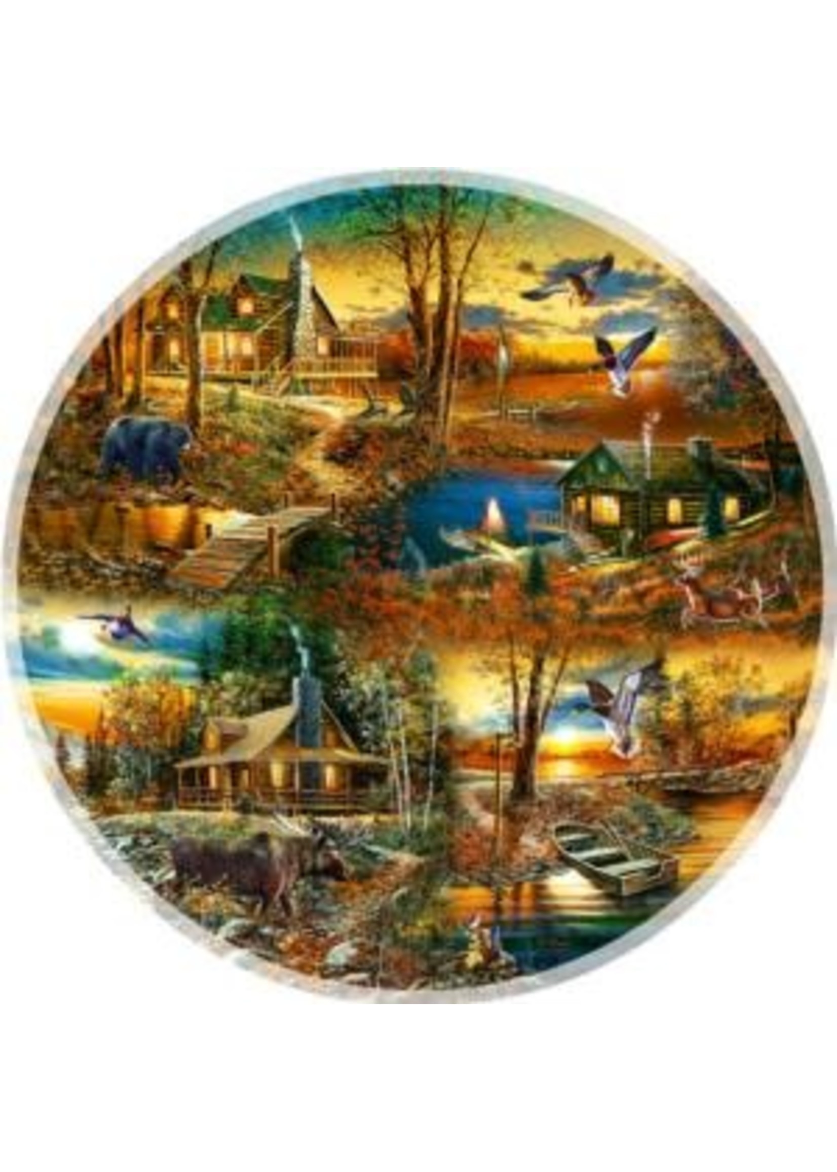 Sunsout Cabins in the Woods 1000pc Round