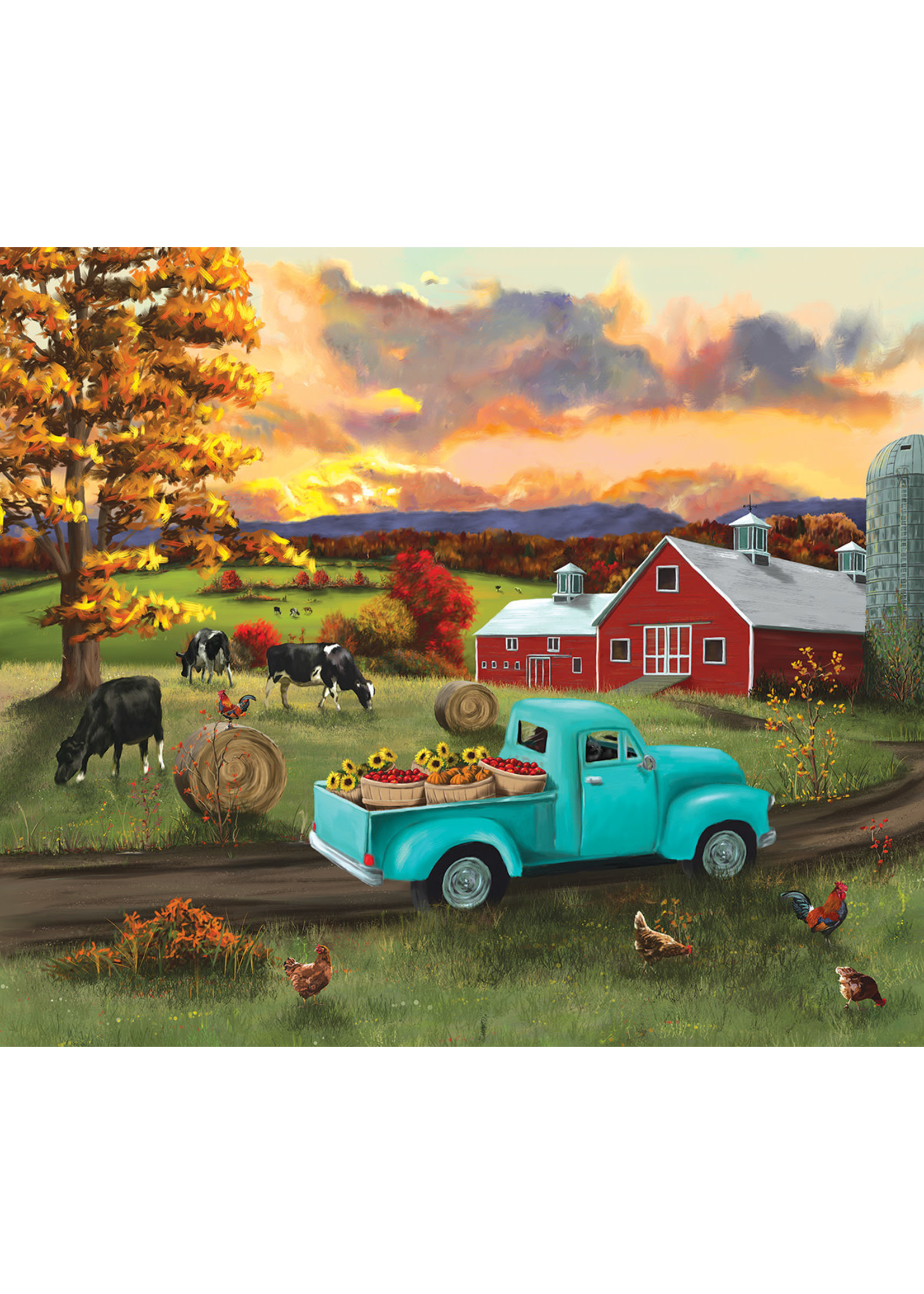 Sunsout Fall Sunset at the Barn Puzzle 500 Pieces
