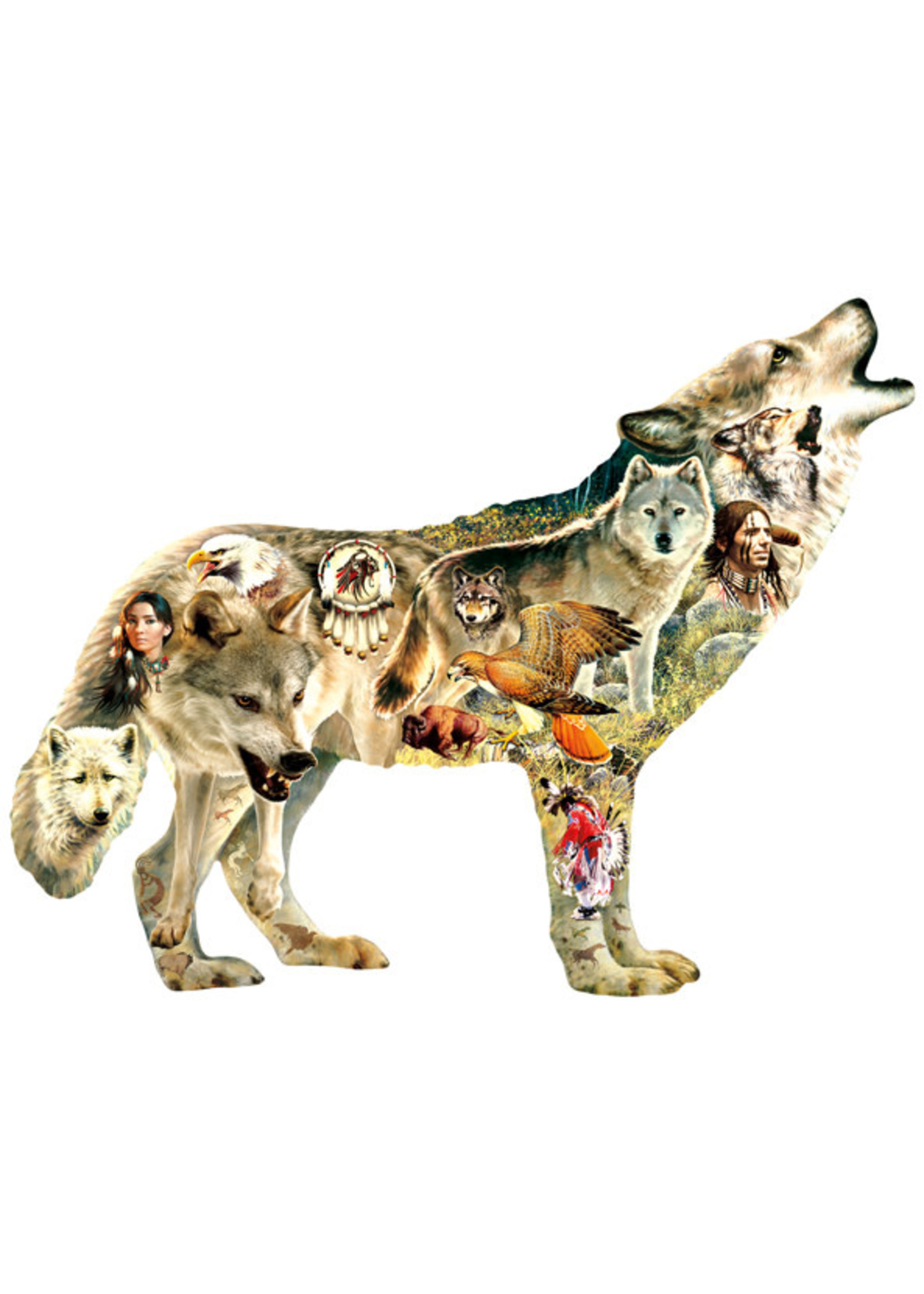 Sunsout Native American Wolf Special Shaped Puzzle 750 Pieces