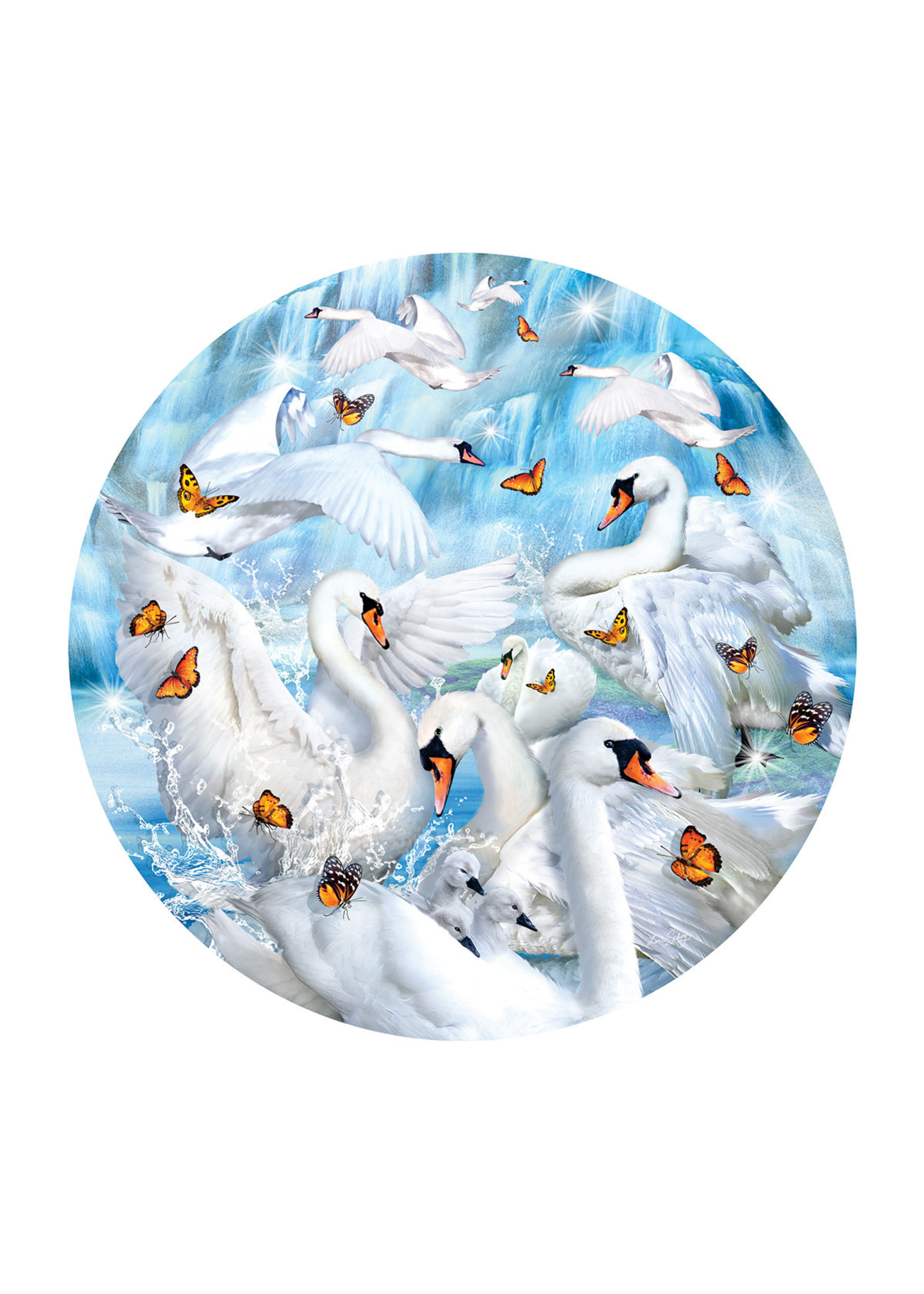 Sunsout Swan Waterfall 1000pc Round