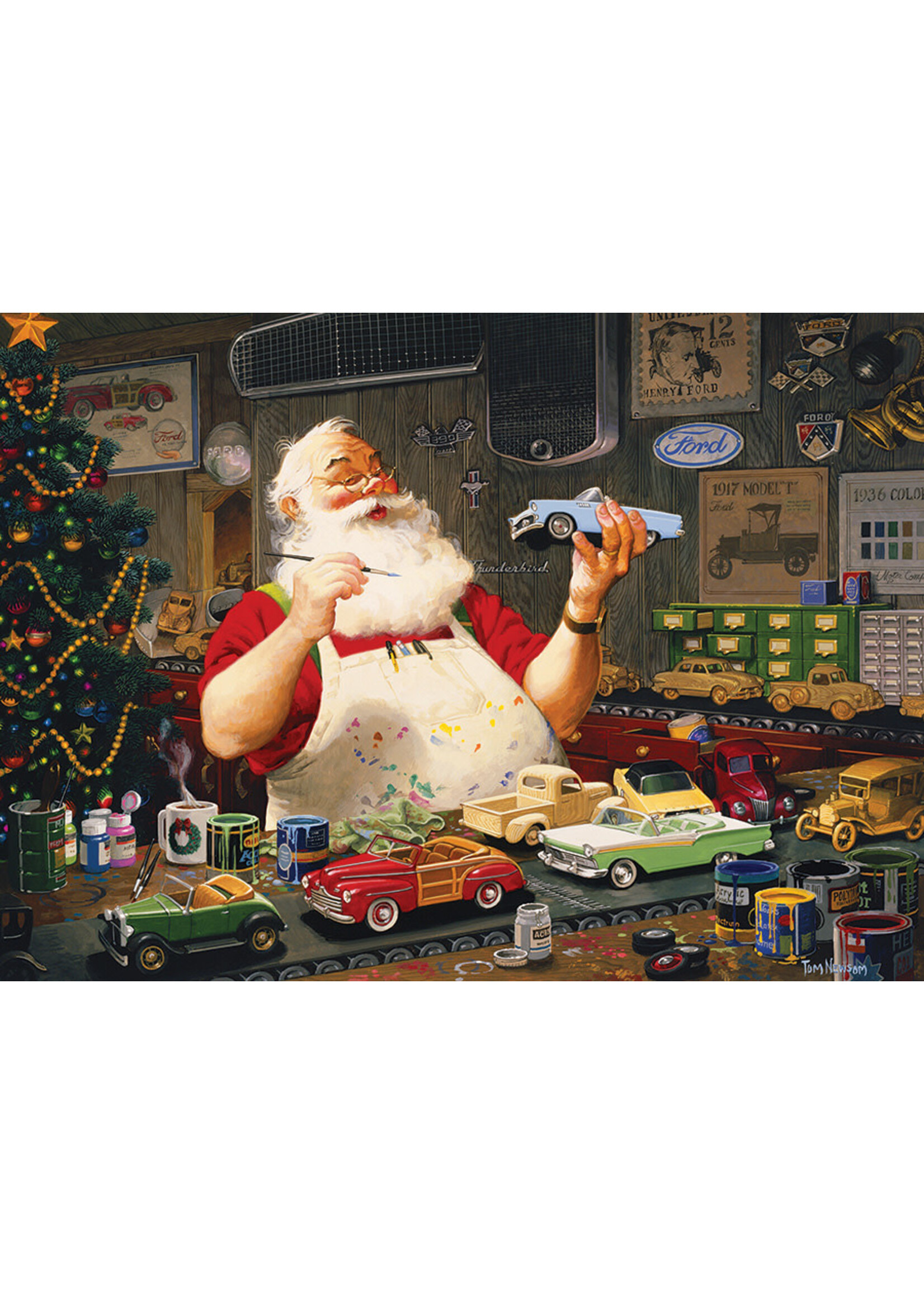 Cobble Hill Santa Painting Cars Puzzle 1000 Pieces