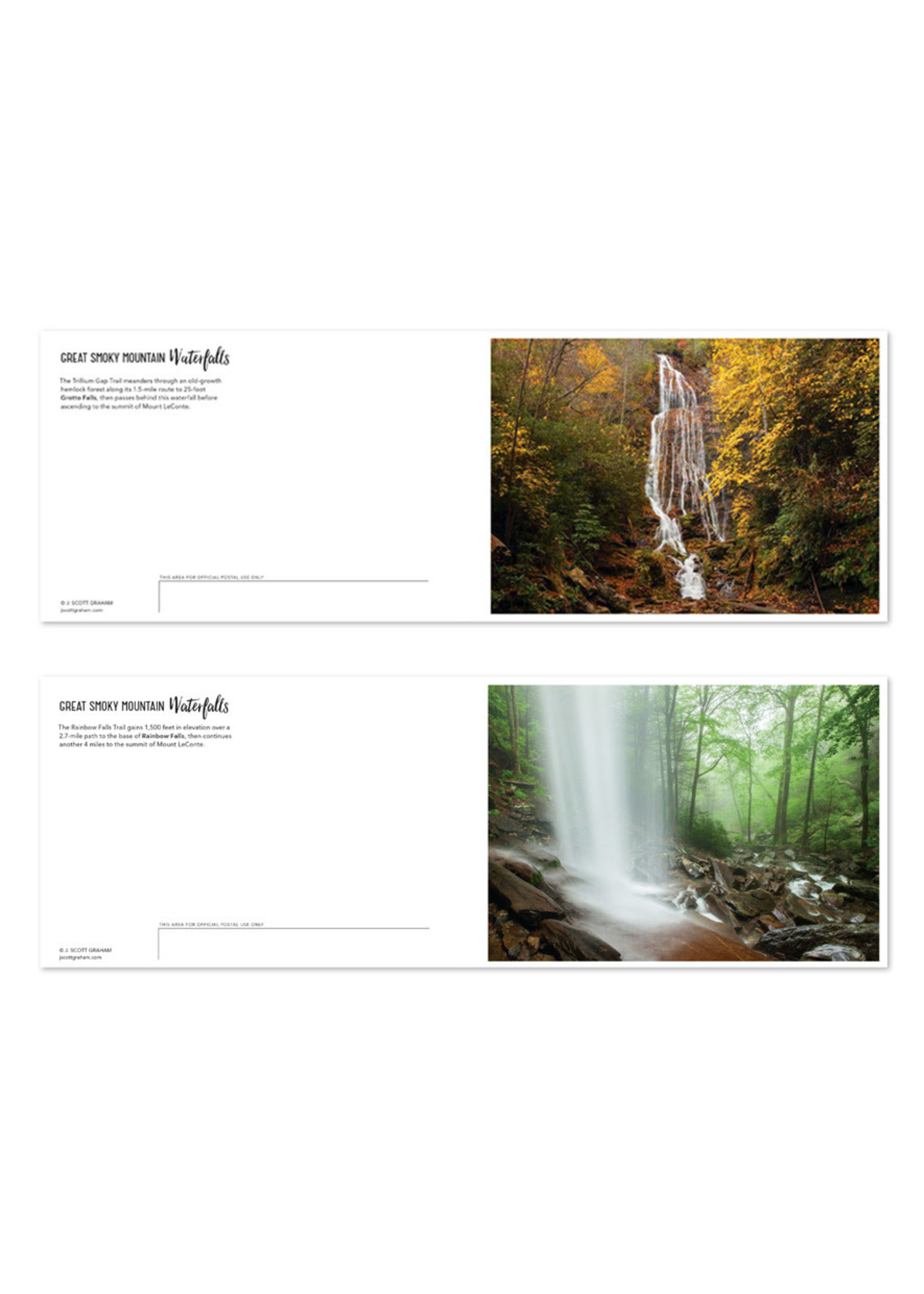 J.Scott Graham Great Smoky Mountain Waterfalls - Book of 17 Postcards