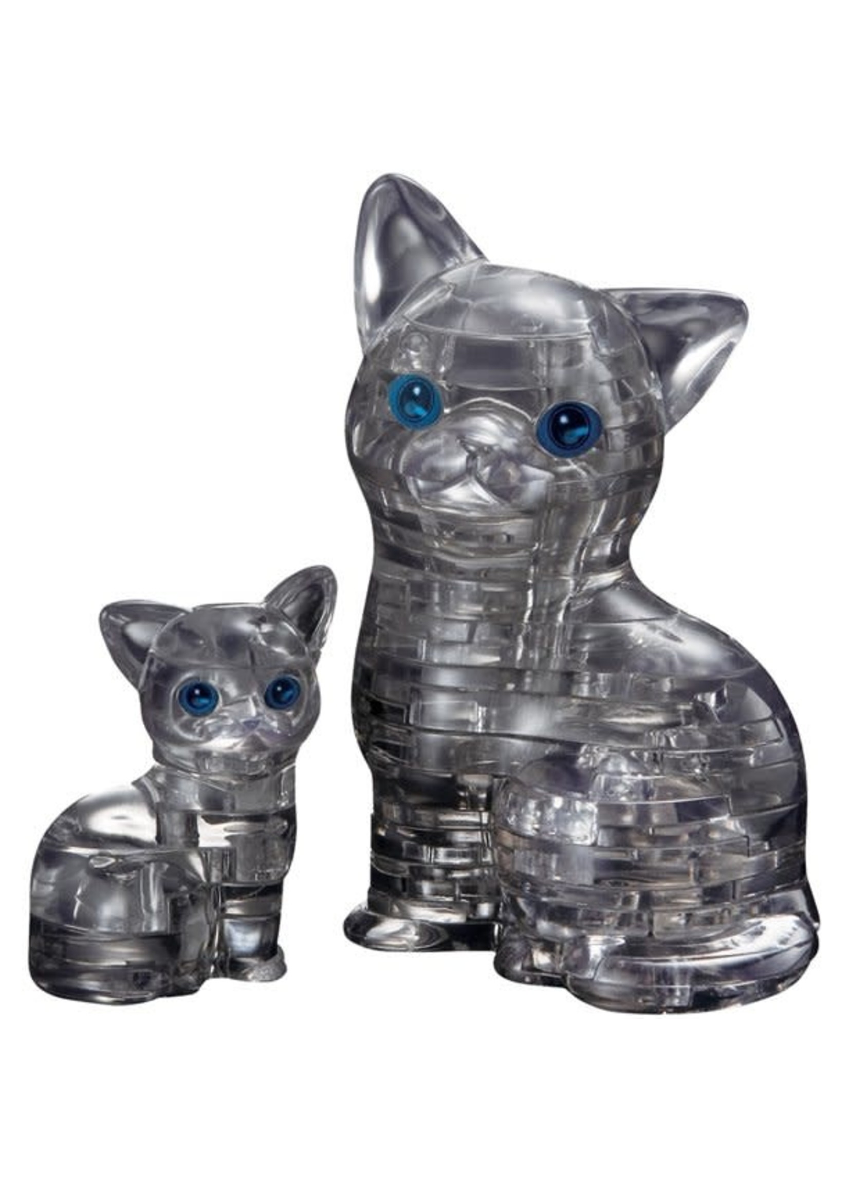 3D Crystal Cat & Kitten Black