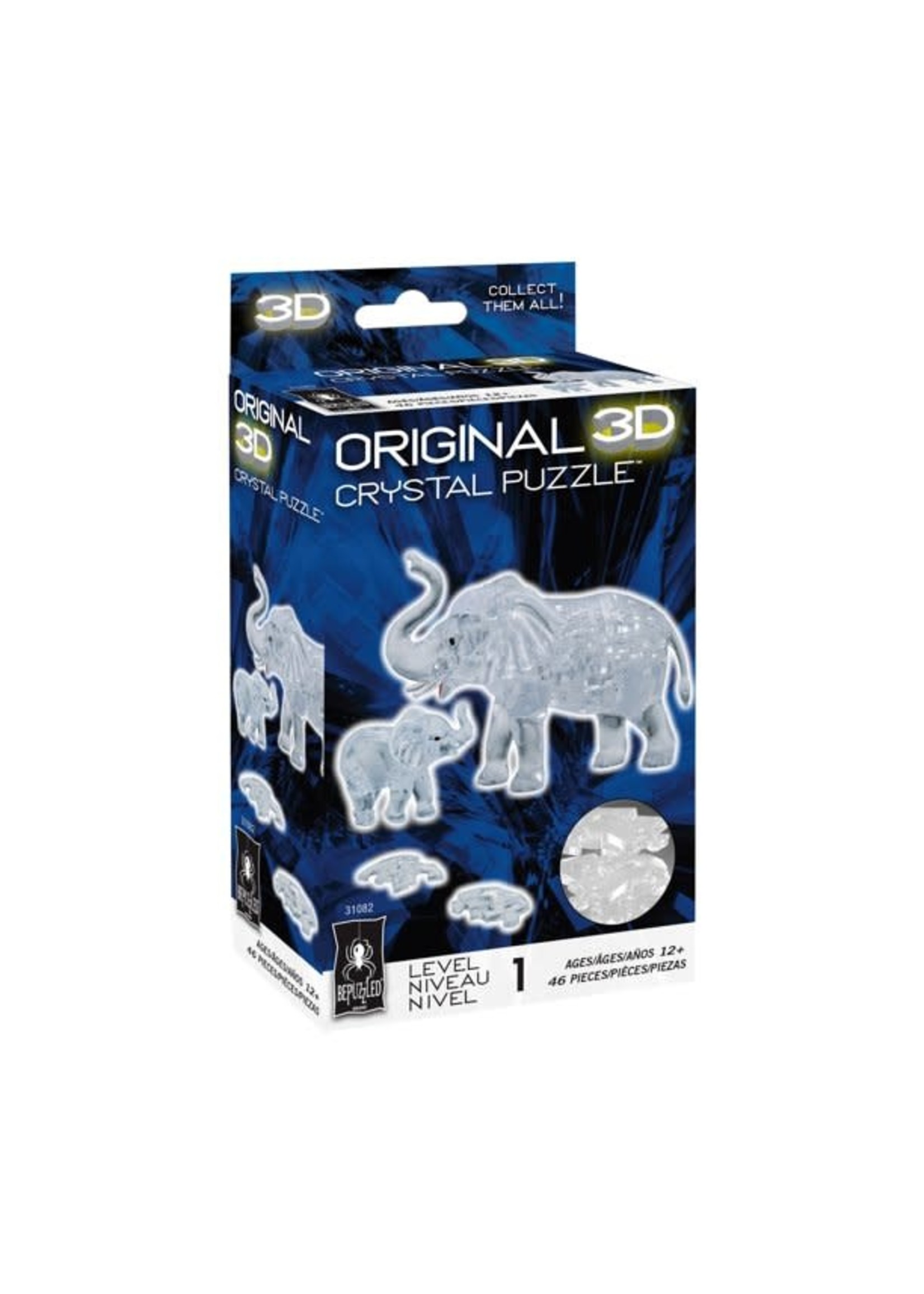 3D Crystal Elephant w/baby