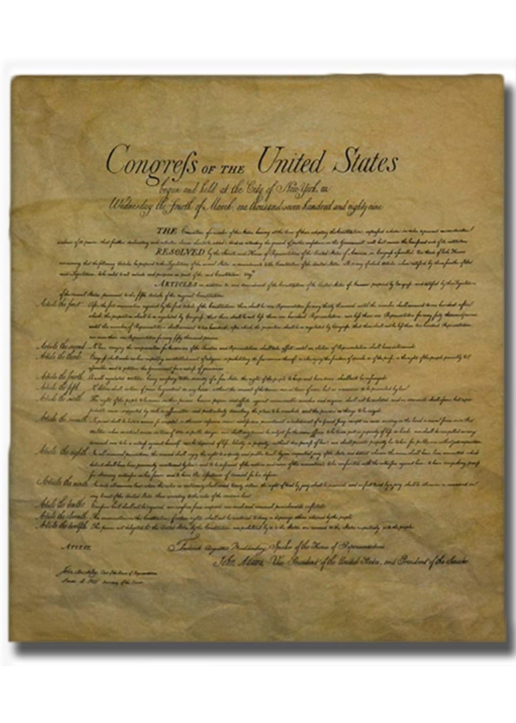 BILL OF RIGHTS 1789