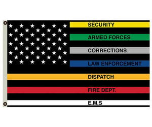 American Flags With Different Colored Thin Stripes For Service