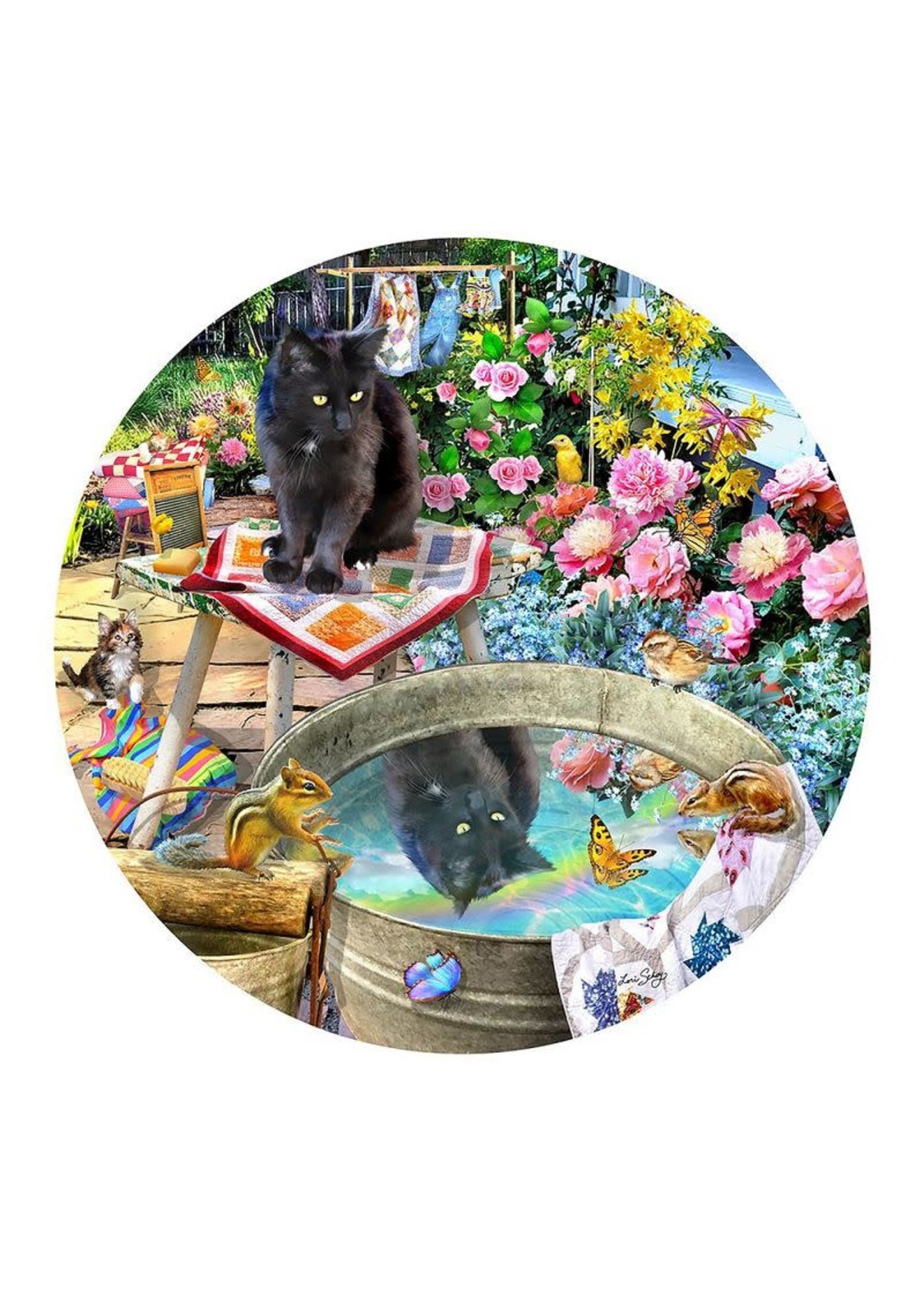 Sunsout Kitty Reflections Round 500pc