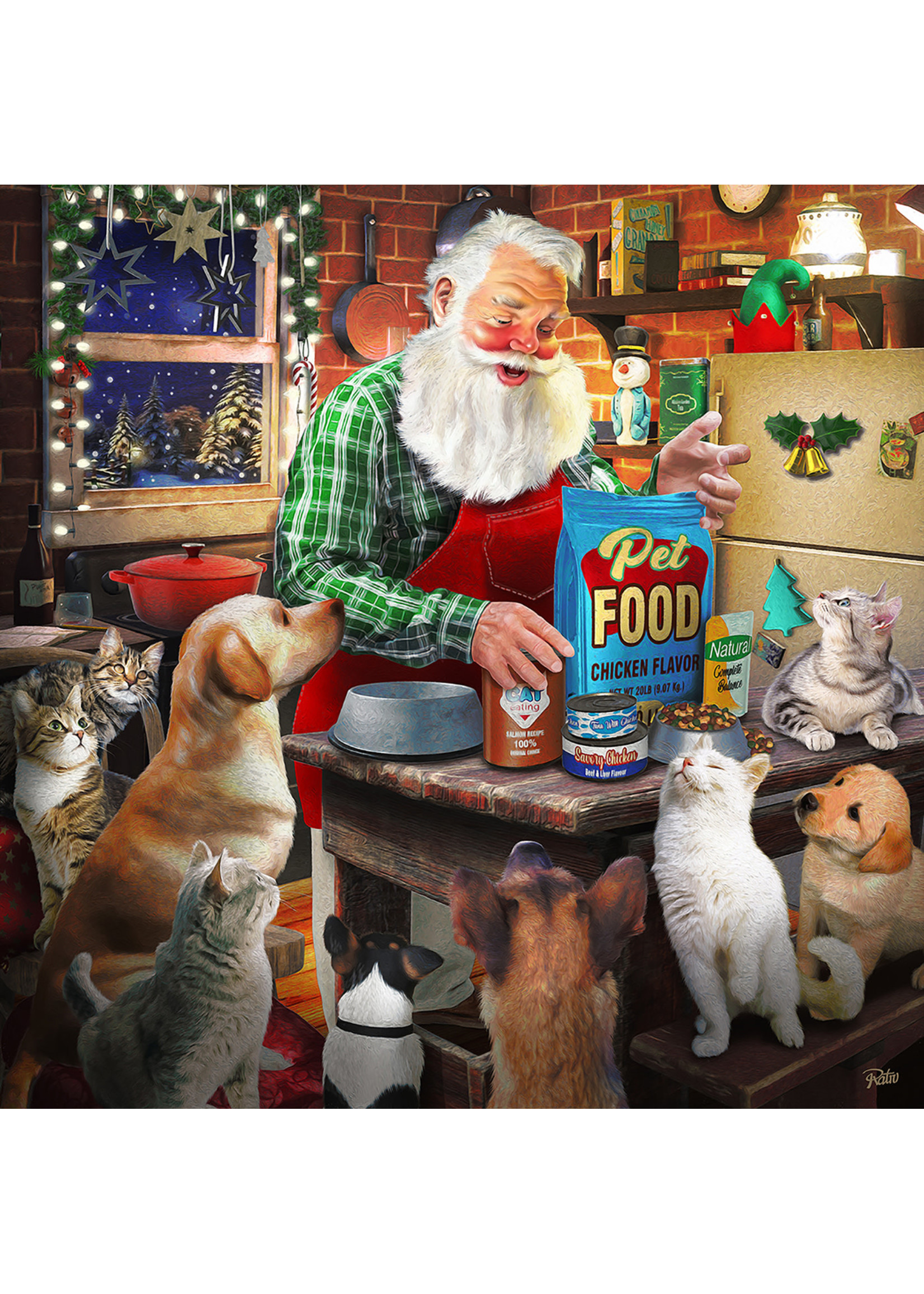 Sunsout Santa and His Pets Puzzle 500 Pieces