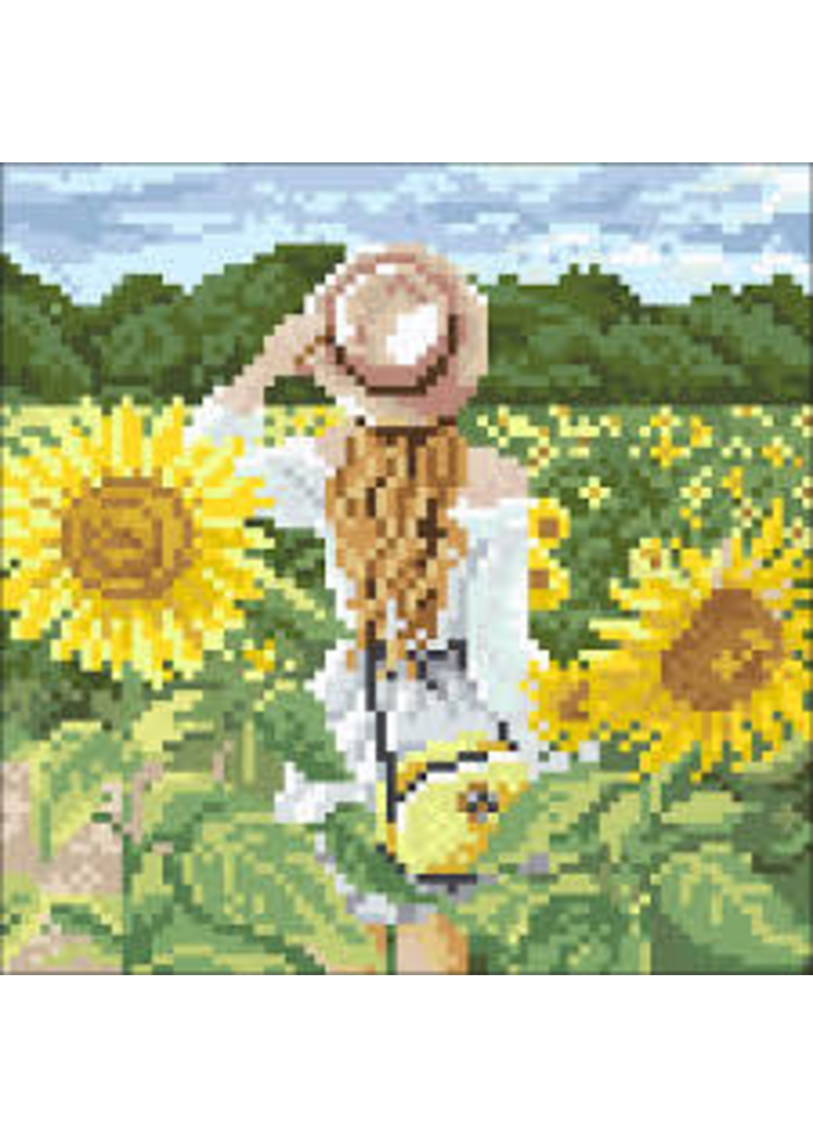Art and Hobby Girl in Sunflower 7.9 x 7.9 Diamond Art