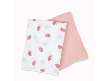 Lulujo 2 couvertures de coton fraise