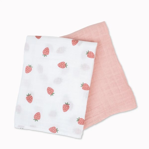 Lulujo 2 couvertures de coton fraise