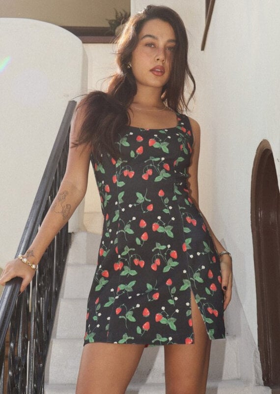 Bailey Rose Strawberry Print Mini Dress (BACKORDERED)