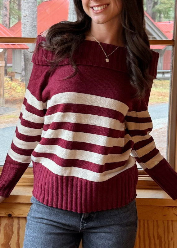 Le Lis Hideaway Off Shoulder Striped Sweater