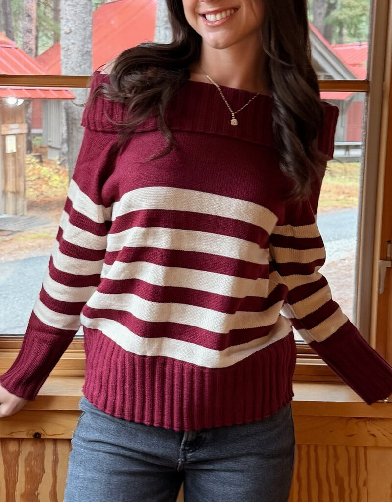 Le Lis Hideaway Off Shoulder Striped Sweater