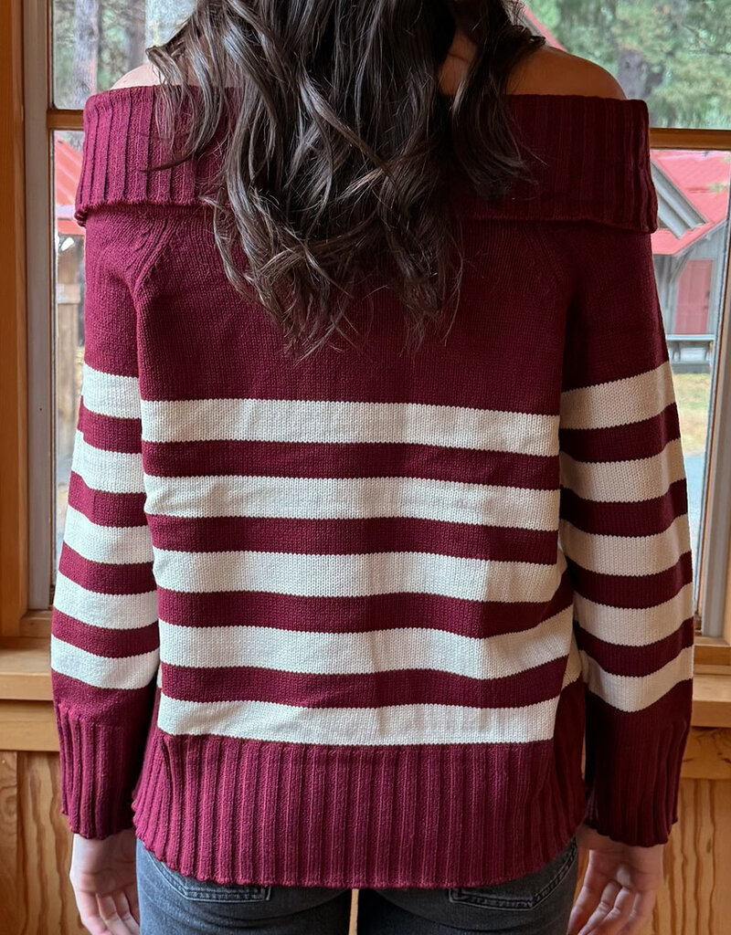 Le Lis Hideaway Off Shoulder Striped Sweater