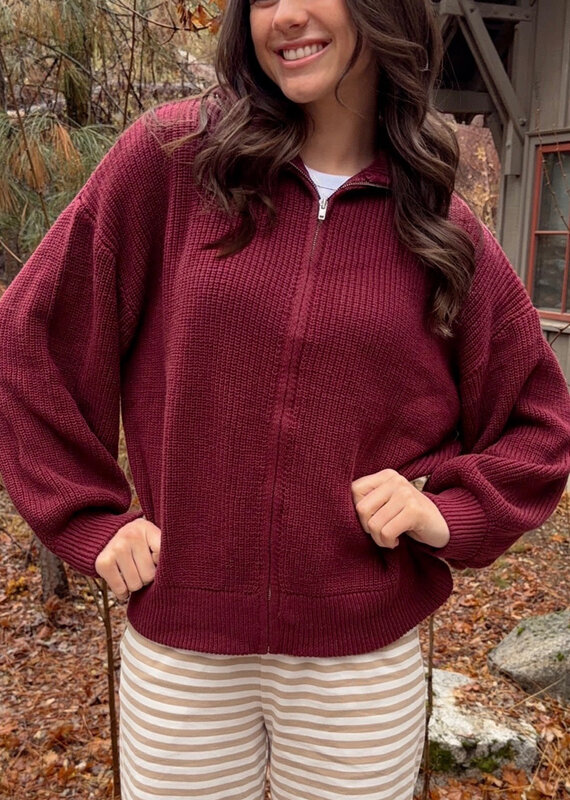 Le Lis Porch Light Zip Up Oversized Sweater Cardigan