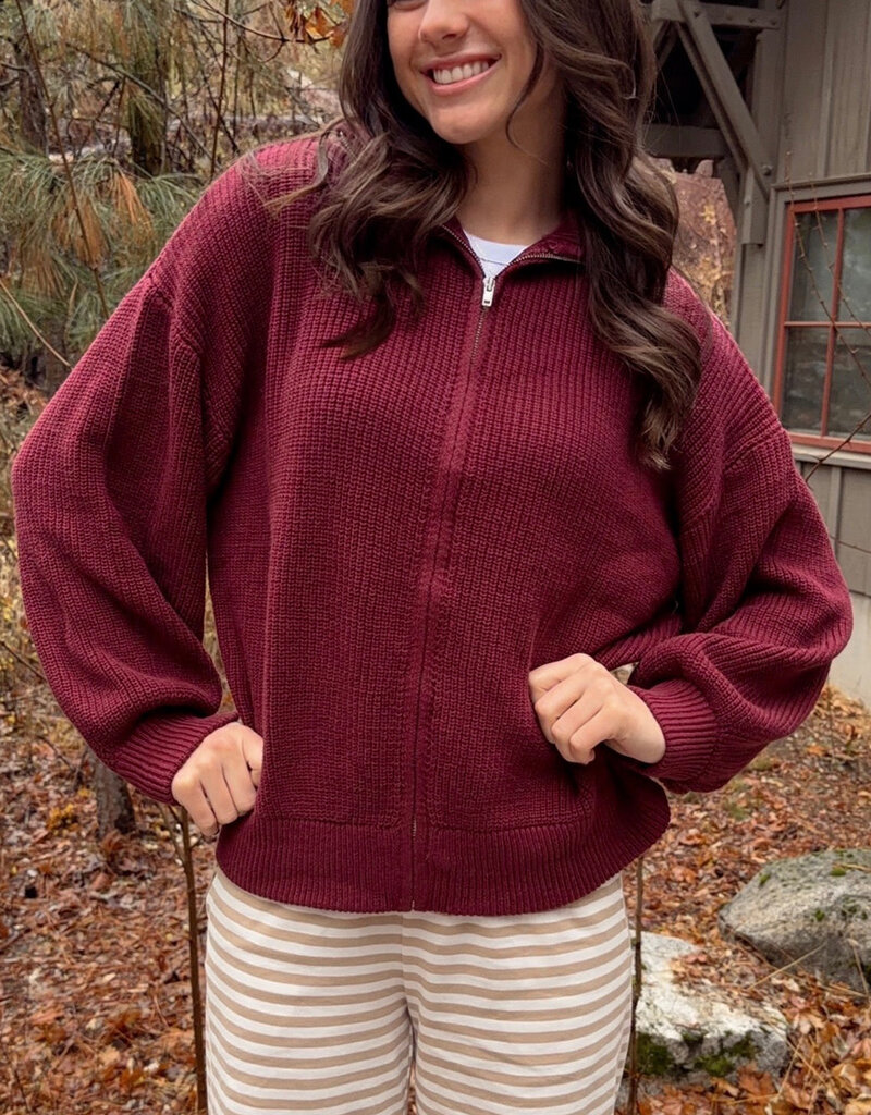 Le Lis Porch Light Zip Up Oversized Sweater Cardigan