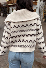 Miou Muse Retreat Patterned Half Zip Sweater