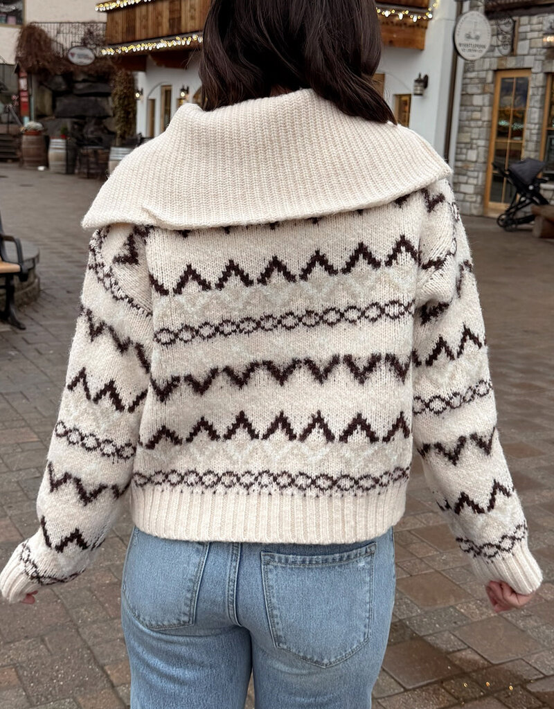 Miou Muse Retreat Patterned Half Zip Sweater