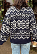 Miou Muse Summit Snow Flake Pattern Round Neck Sweater