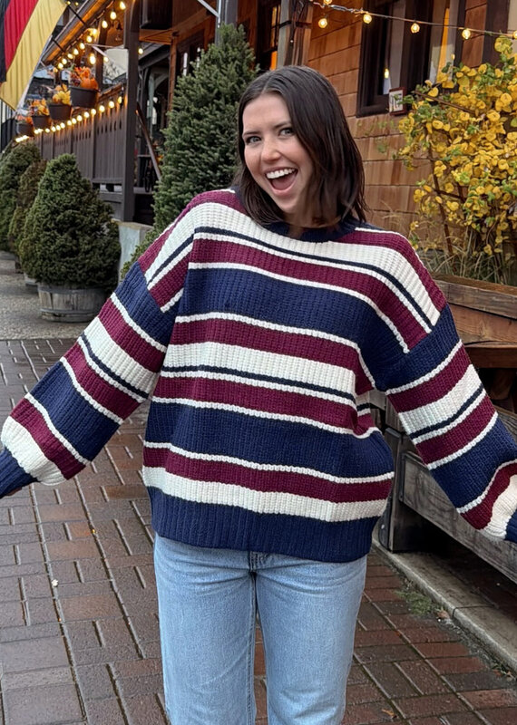 Le Lis Timber Long Sleeve Striped Sweater
