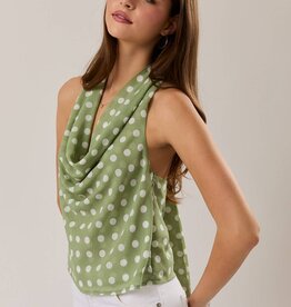 Le Lis Polkadot Cowl Neck Scarf Tank