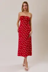Le Lis Strapless Polkadot Midi Dress