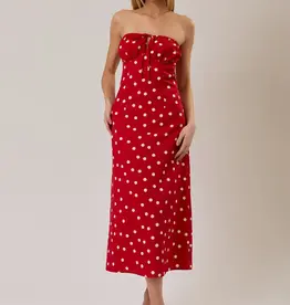 Le Lis Strapless Polkadot Midi Dress