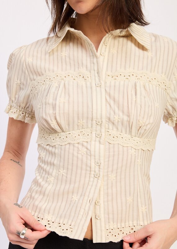Emory Park Button Up Cap Sleeve Shirt
