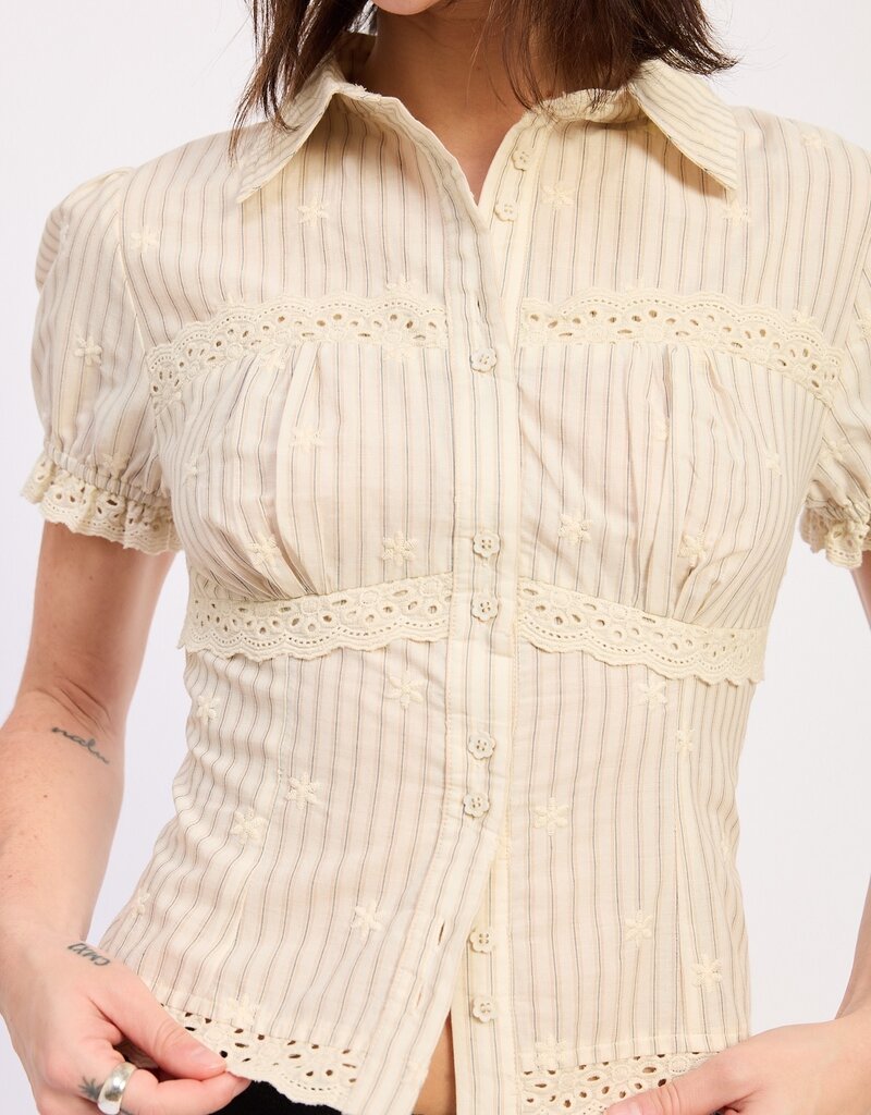 Emory Park Button Up Cap Sleeve Shirt