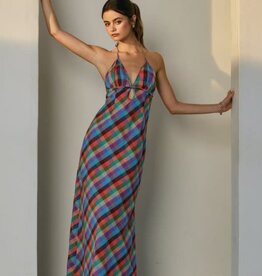Vibrant Vines Triangle Top Halter Maxi Dress