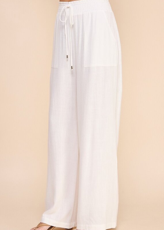 Allie Rose Soft Linen Smock Waist Pants