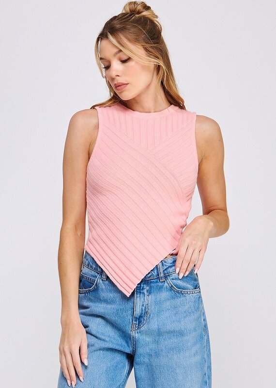 Allie Rose Soft Multi Direction Ribbed Asymmetric Tank