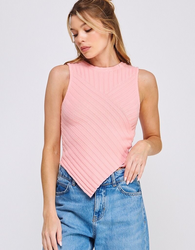 Allie Rose Soft Multi Direction Ribbed Asymmetric Tank