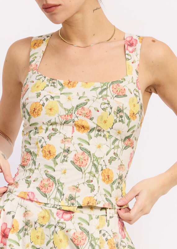 Emory Park Squared Neck Bustier Top With Lace Up Back