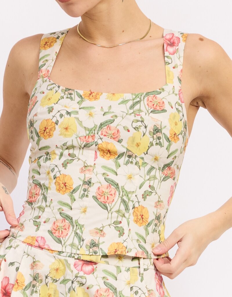 Emory Park Squared Neck Bustier Top With Lace Up Back