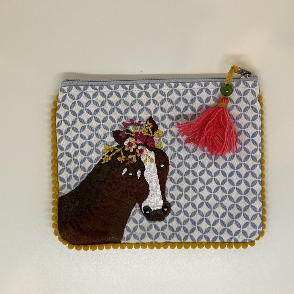 Embroidered Zipper Pouch