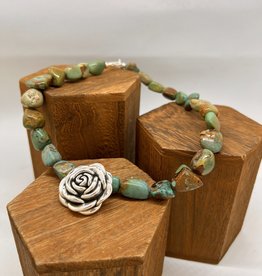 Turq Necklace w/ SS Flower