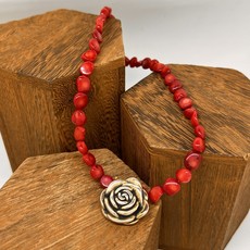 Coral Necklace w/ SS FLower
