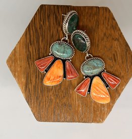SS Turquoise/Coral Native Am Earring