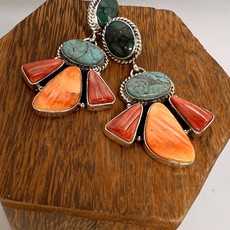 SS Turquoise/Coral Native Am Earring