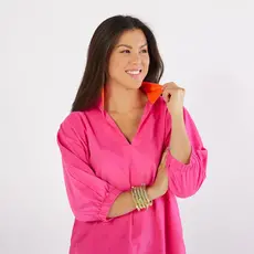 Pink & Orange Corduroy Blouse - One Size