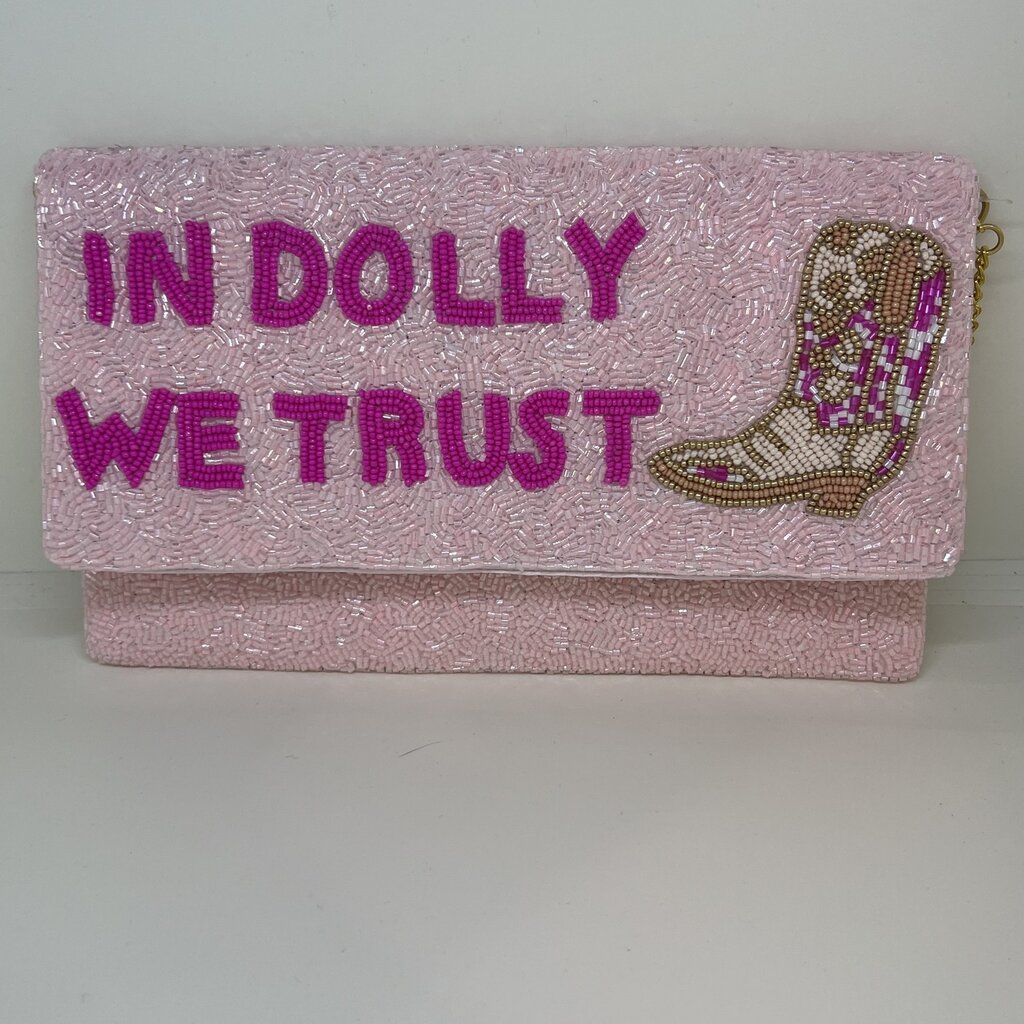 In Dolly We Trust Beaded Handbag