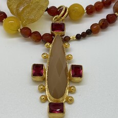 18Kt Plated Amber/Garnet/African Opal